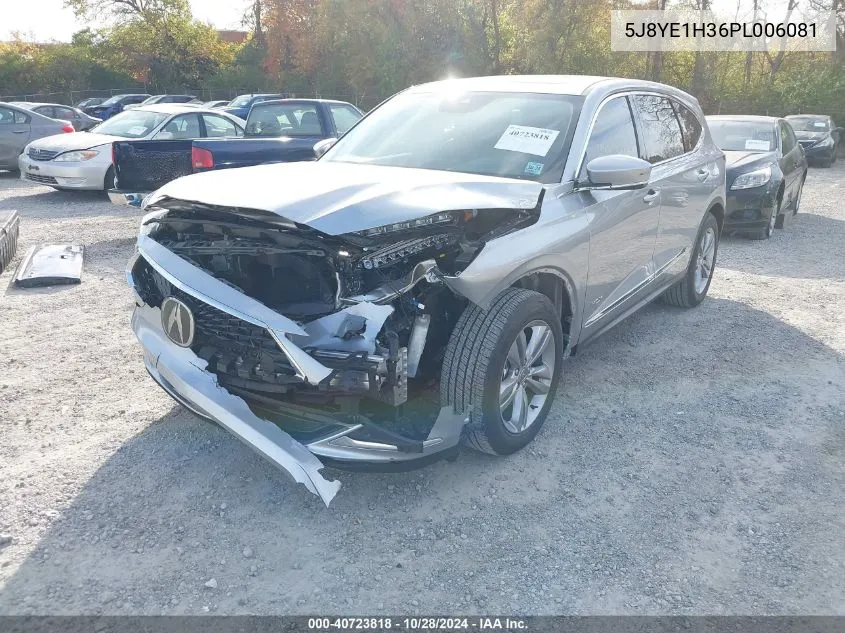 2023 Acura Mdx Standard VIN: 5J8YE1H36PL006081 Lot: 40723818