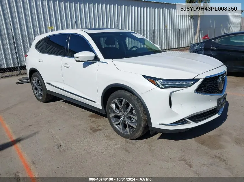 2023 Acura Mdx Technology Package VIN: 5J8YD9H43PL008350 Lot: 40749190