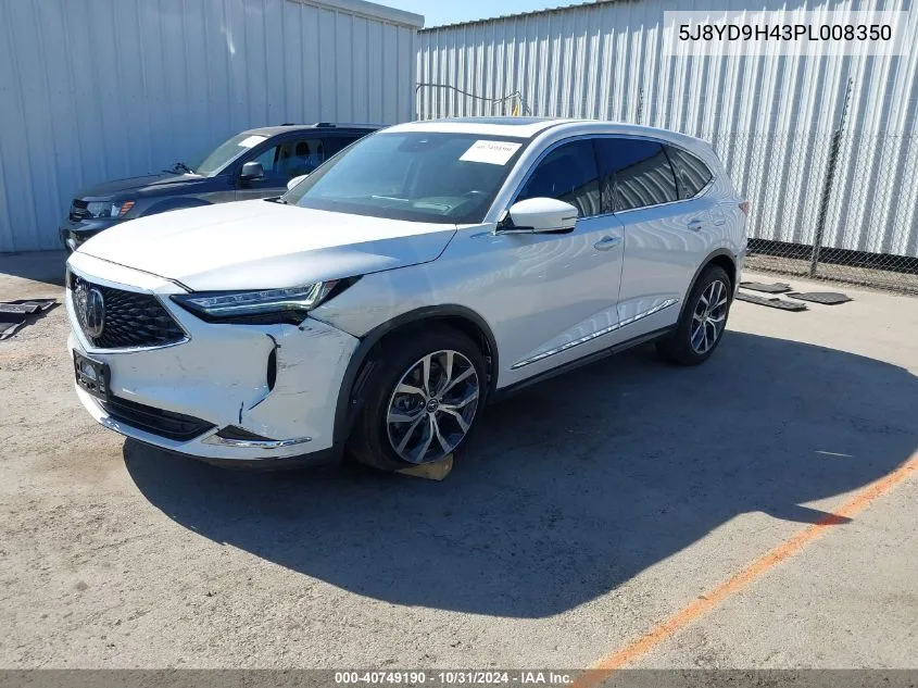 2023 Acura Mdx Technology Package VIN: 5J8YD9H43PL008350 Lot: 40749190