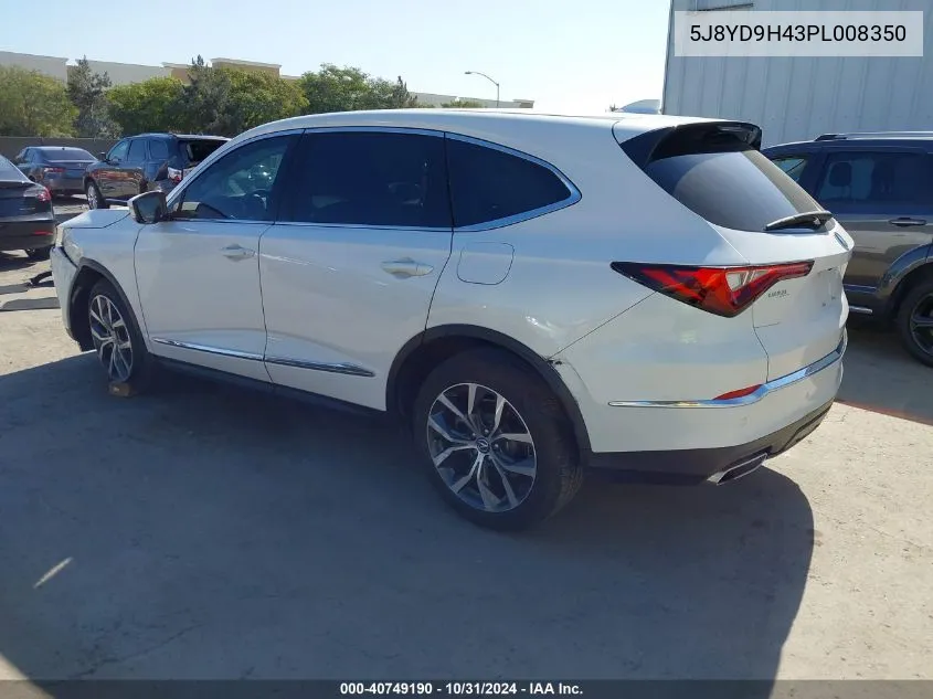 2023 Acura Mdx Technology Package VIN: 5J8YD9H43PL008350 Lot: 40749190