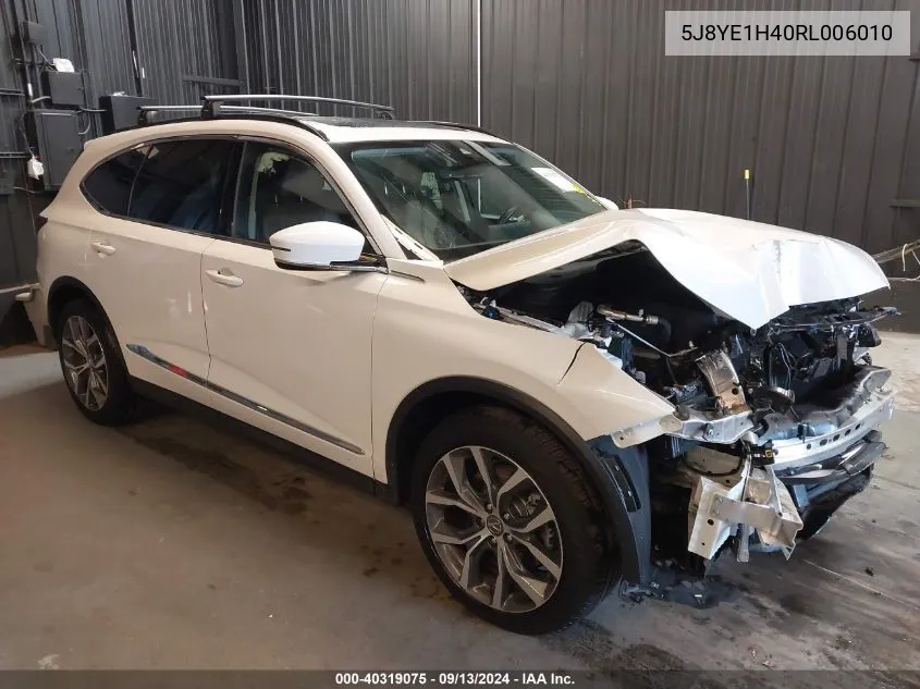 2024 Acura Mdx Technology Package VIN: 5J8YE1H40RL006010 Lot: 40319075