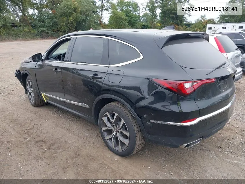 2024 Acura Mdx Technology Package VIN: 5J8YE1H49RL018141 Lot: 40352027