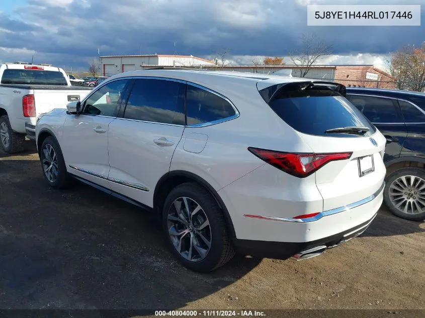 2024 Acura Mdx Technology Package VIN: 5J8YE1H44RL017446 Lot: 40804000