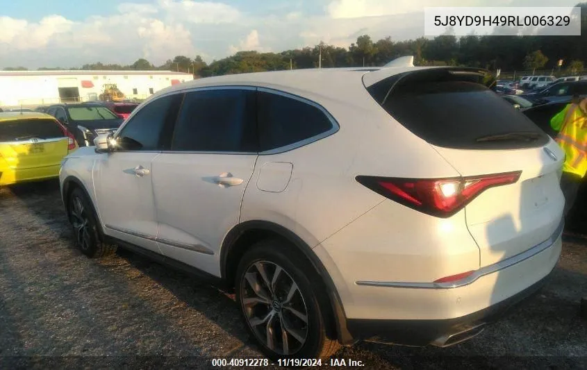 2024 Acura Mdx VIN: 5J8YD9H49RL006329 Lot: 40912278