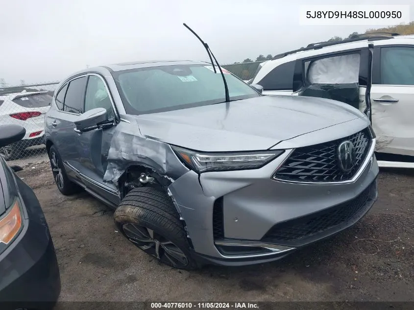 2025 Acura Mdx Technology Package VIN: 5J8YD9H48SL000950 Lot: 40776010