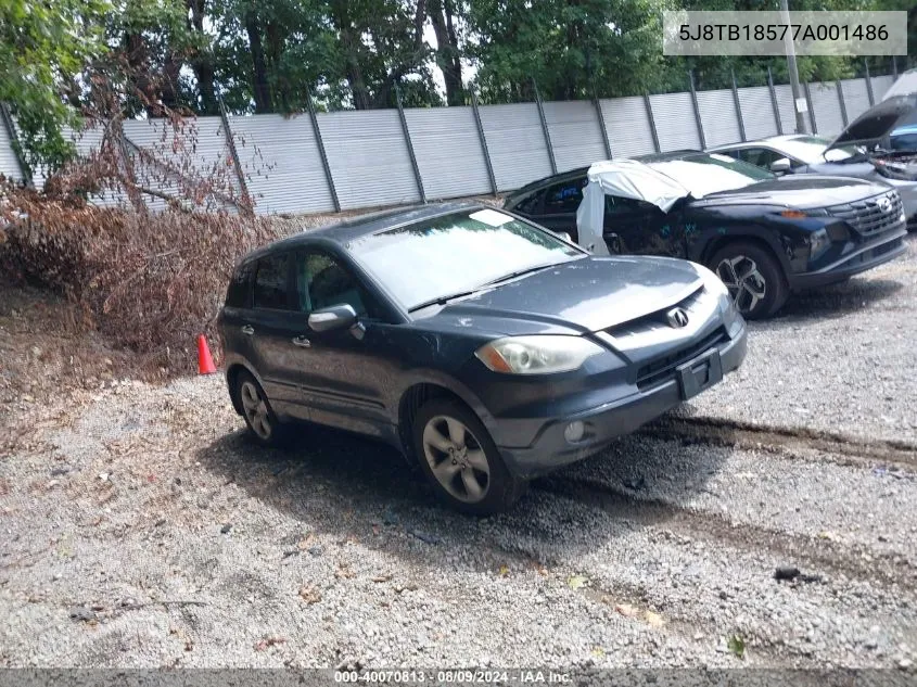 2007 Acura Rdx VIN: 5J8TB18577A001486 Lot: 40070813