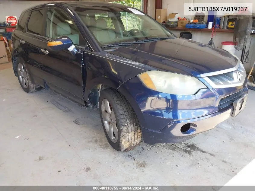 2007 Acura Rdx VIN: 5J8TB185X7A019237 Lot: 40118755