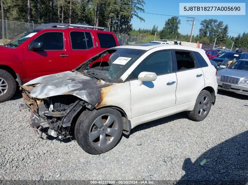 2007 Acura Rdx VIN: 5J8TB18277A005690 Lot: 40237000