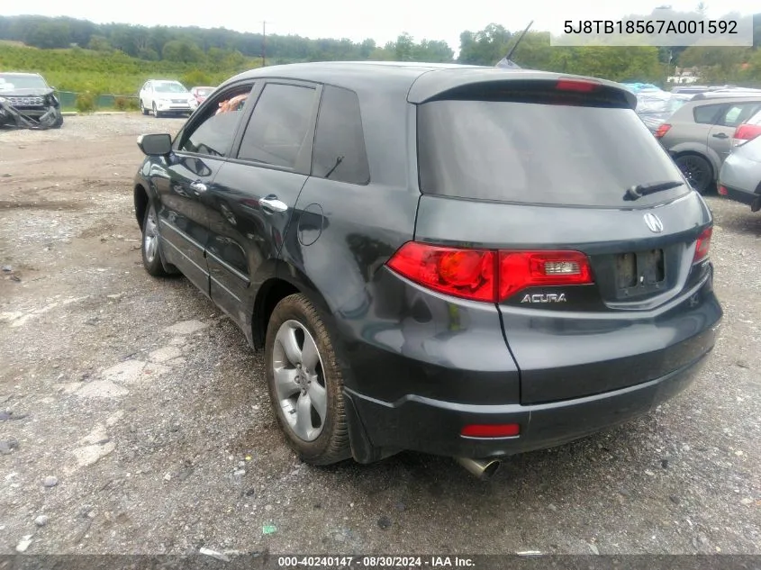 2007 Acura Rdx VIN: 5J8TB18567A001592 Lot: 40240147