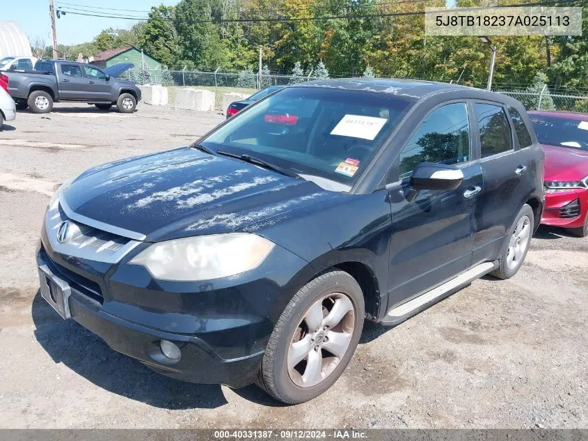 2007 Acura Rdx VIN: 5J8TB18237A025113 Lot: 40331387