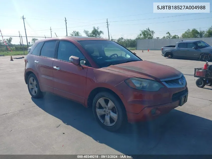 2007 Acura Rdx VIN: 5J8TB18527A004988 Lot: 40349218