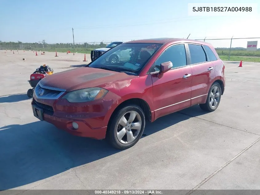 2007 Acura Rdx VIN: 5J8TB18527A004988 Lot: 40349218