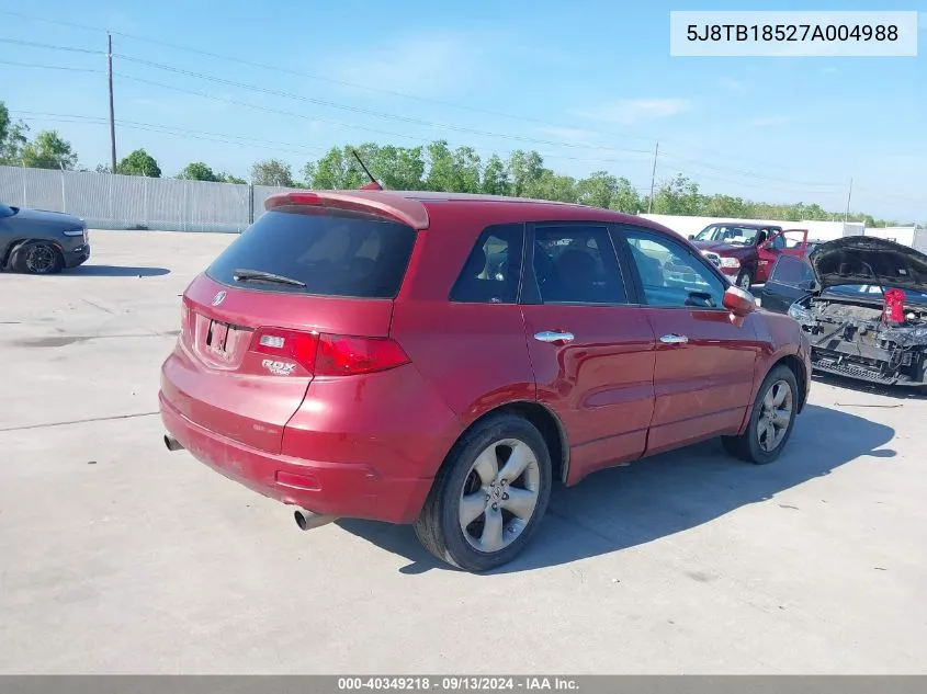 2007 Acura Rdx VIN: 5J8TB18527A004988 Lot: 40349218