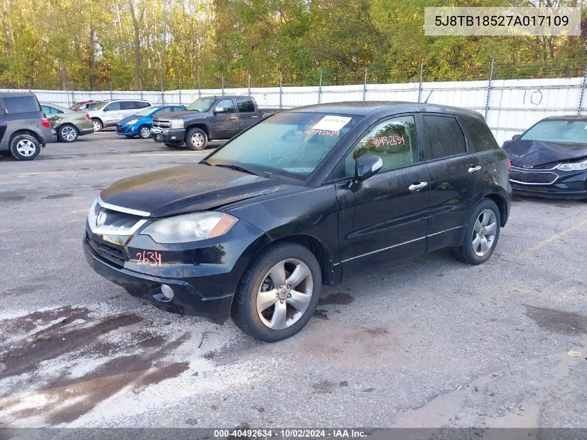 2007 Acura Rdx VIN: 5J8TB18527A017109 Lot: 40492634