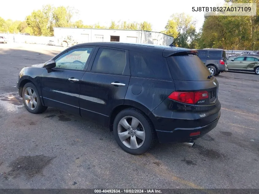 2007 Acura Rdx VIN: 5J8TB18527A017109 Lot: 40492634