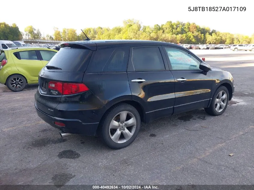 2007 Acura Rdx VIN: 5J8TB18527A017109 Lot: 40492634