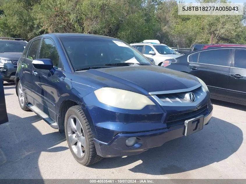 2007 Acura Rdx VIN: 5J8TB18277A005043 Lot: 40535461