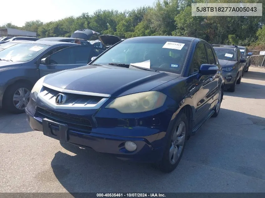 2007 Acura Rdx VIN: 5J8TB18277A005043 Lot: 40535461