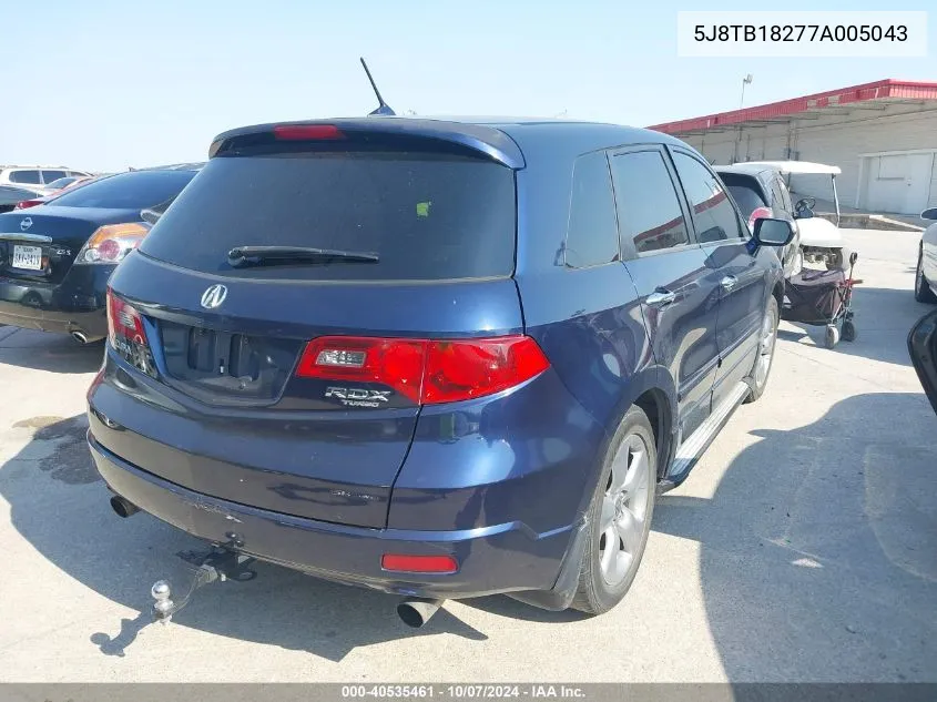 2007 Acura Rdx VIN: 5J8TB18277A005043 Lot: 40535461