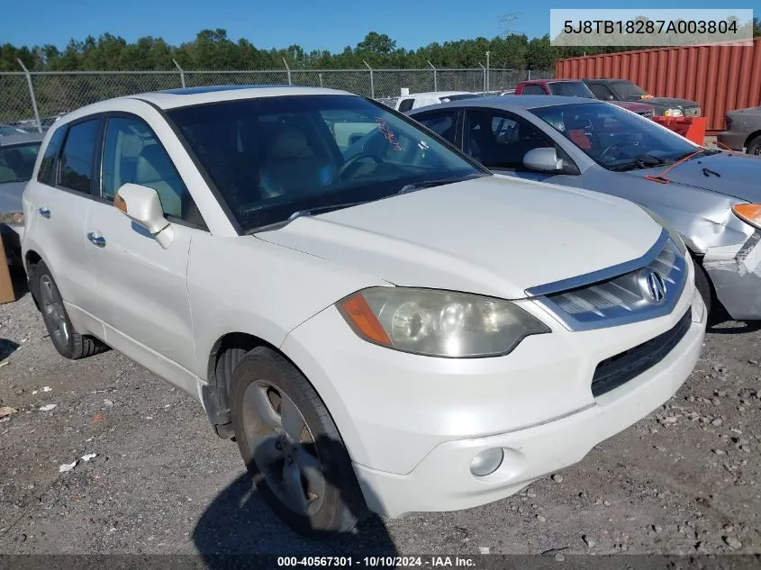 2007 Acura Rdx VIN: 5J8TB18287A003804 Lot: 40567301