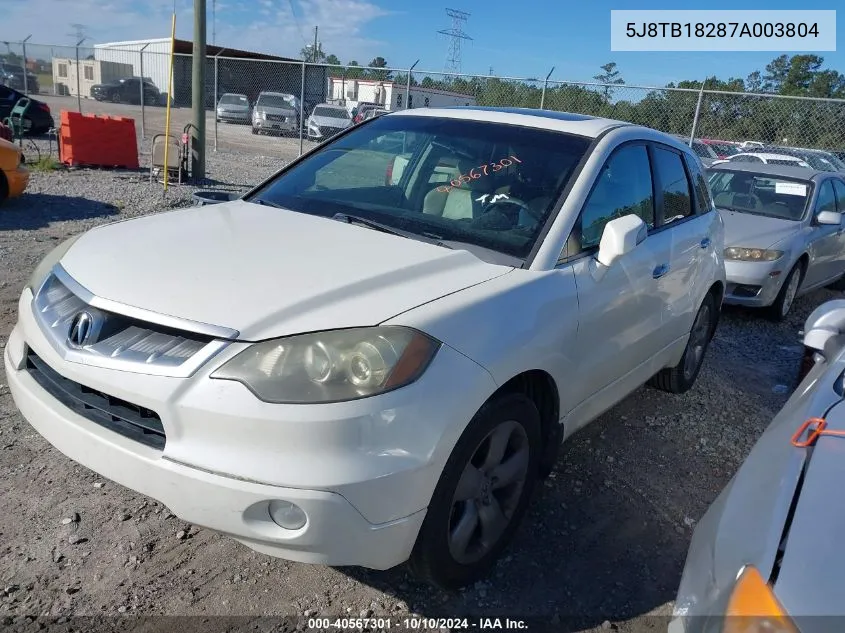 2007 Acura Rdx VIN: 5J8TB18287A003804 Lot: 40567301