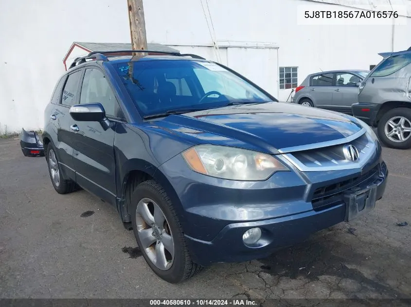 2007 Acura Rdx VIN: 5J8TB18567A016576 Lot: 40580610