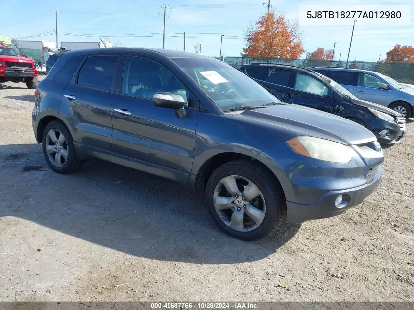 2007 Acura Rdx VIN: 5J8TB18277A012980 Lot: 40687766