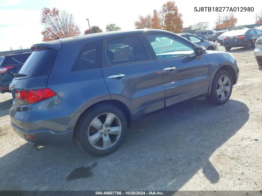 2007 Acura Rdx VIN: 5J8TB18277A012980 Lot: 40687766