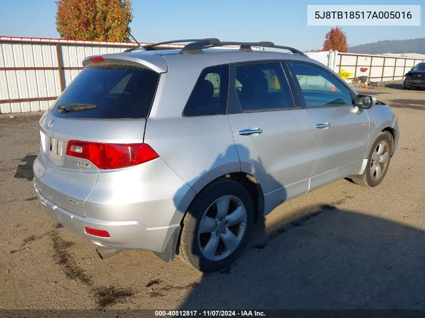 2007 Acura Rdx VIN: 5J8TB18517A005016 Lot: 40812817