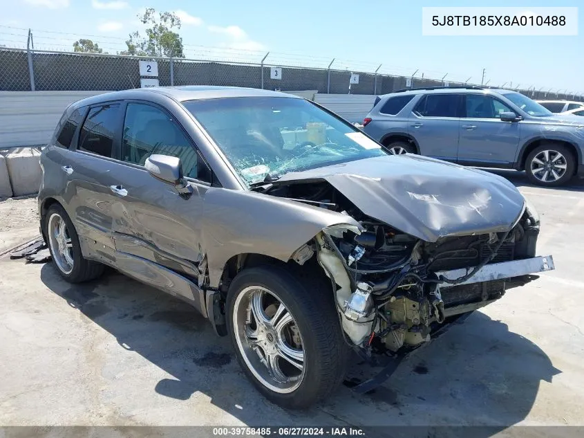 2008 Acura Rdx VIN: 5J8TB185X8A010488 Lot: 39758485