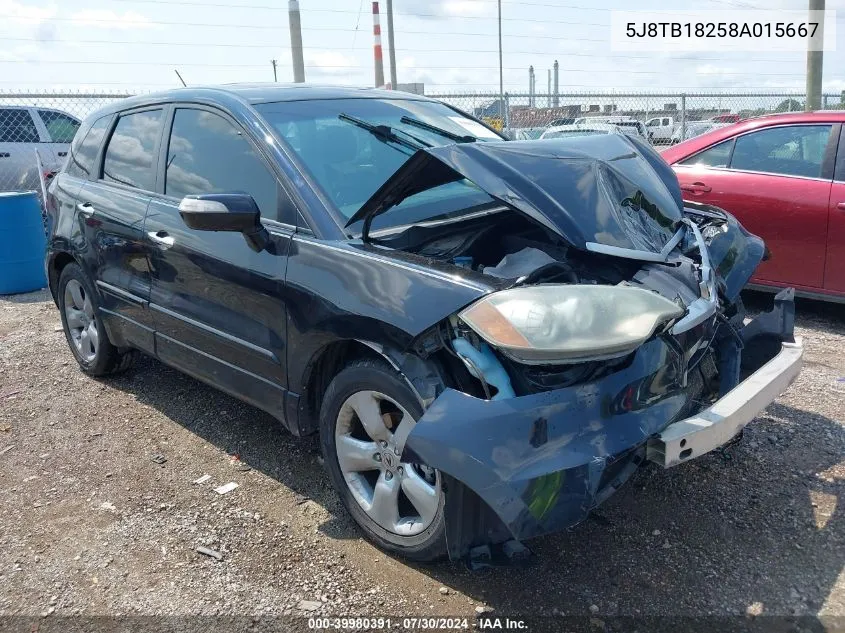 2008 Acura Rdx VIN: 5J8TB18258A015667 Lot: 39980391