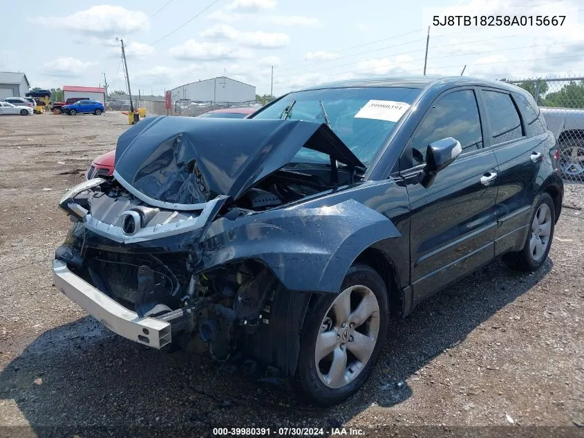 2008 Acura Rdx VIN: 5J8TB18258A015667 Lot: 39980391