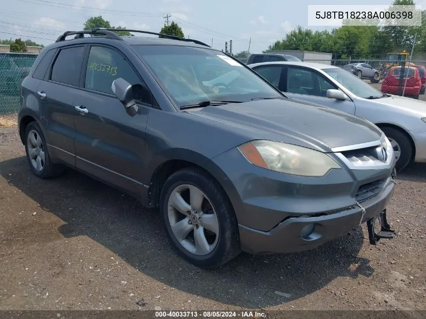 2008 Acura Rdx VIN: 5J8TB18238A006398 Lot: 40033713