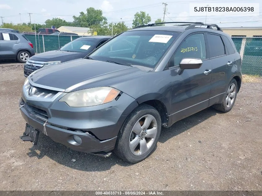 2008 Acura Rdx VIN: 5J8TB18238A006398 Lot: 40033713