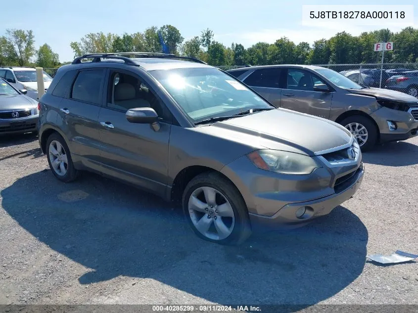 2008 Acura Rdx VIN: 5J8TB18278A000118 Lot: 40285299