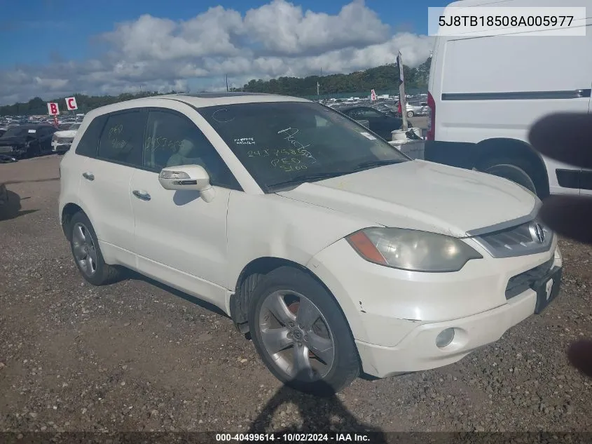 2008 Acura Rdx VIN: 5J8TB18508A005977 Lot: 40499614