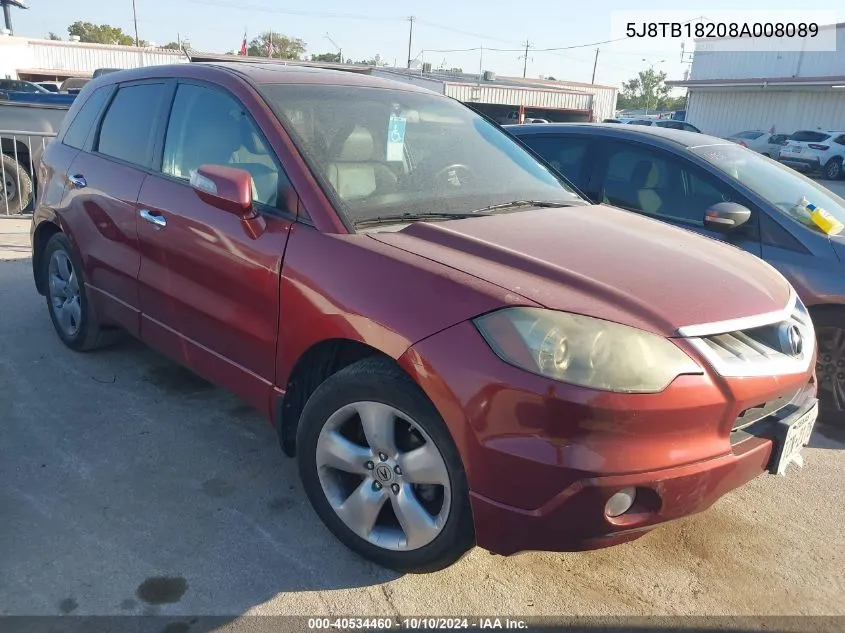 2008 Acura Rdx VIN: 5J8TB18208A008089 Lot: 40534460