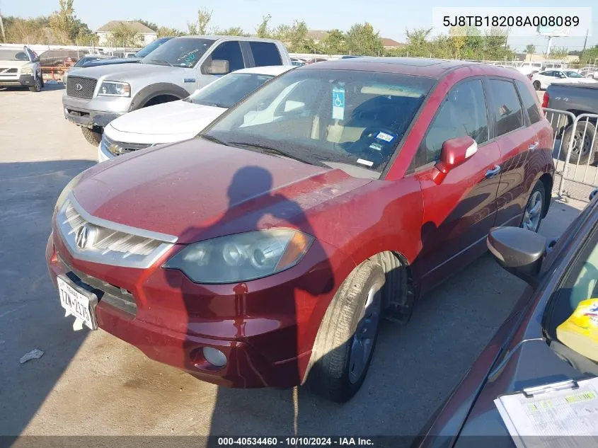 2008 Acura Rdx VIN: 5J8TB18208A008089 Lot: 40534460