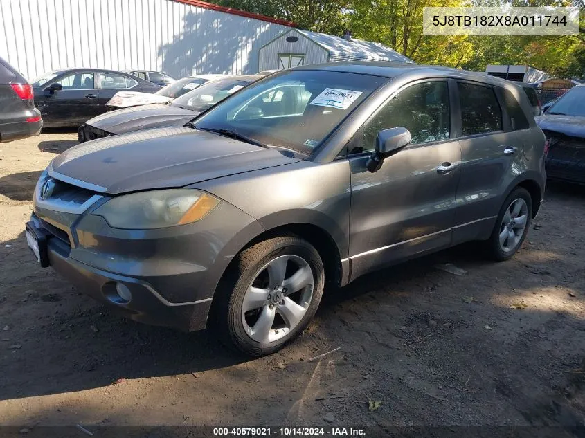 2008 Acura Rdx VIN: 5J8TB182X8A011744 Lot: 40579021