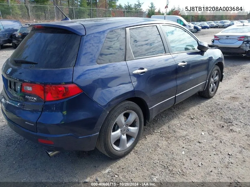 2008 Acura Rdx VIN: 5J8TB18208A003684 Lot: 40686715