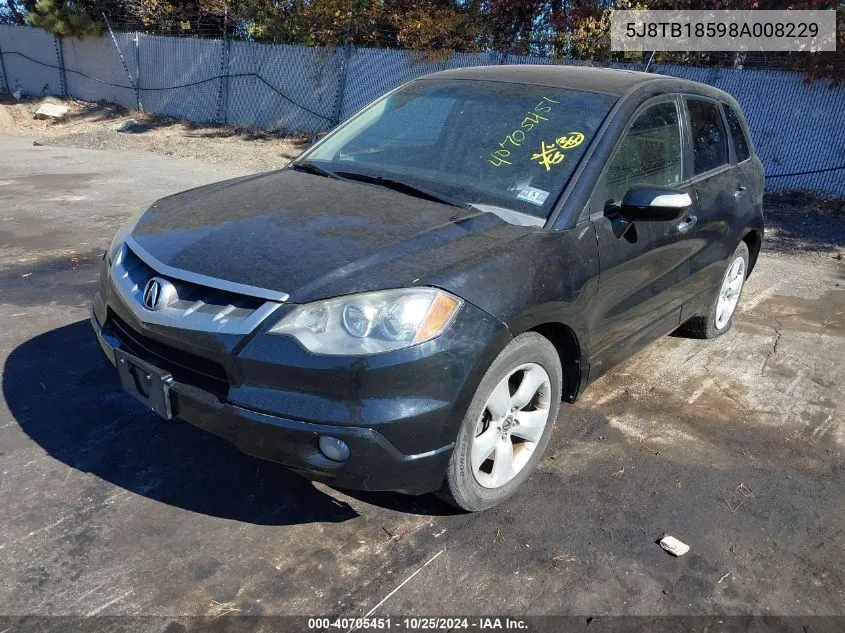 2008 Acura Rdx Tech Pkg VIN: 5J8TB18598A008229 Lot: 40705451