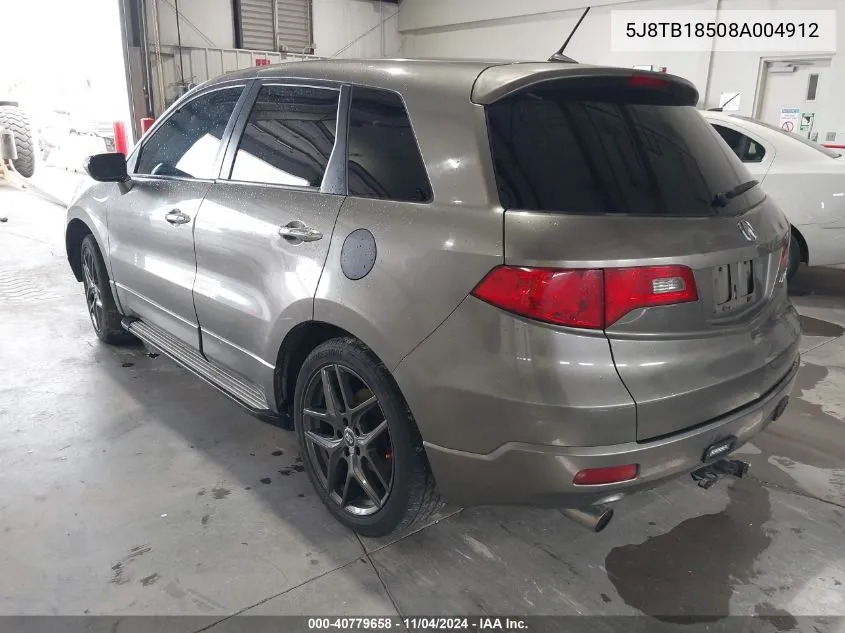 2008 Acura Rdx VIN: 5J8TB18508A004912 Lot: 40779658