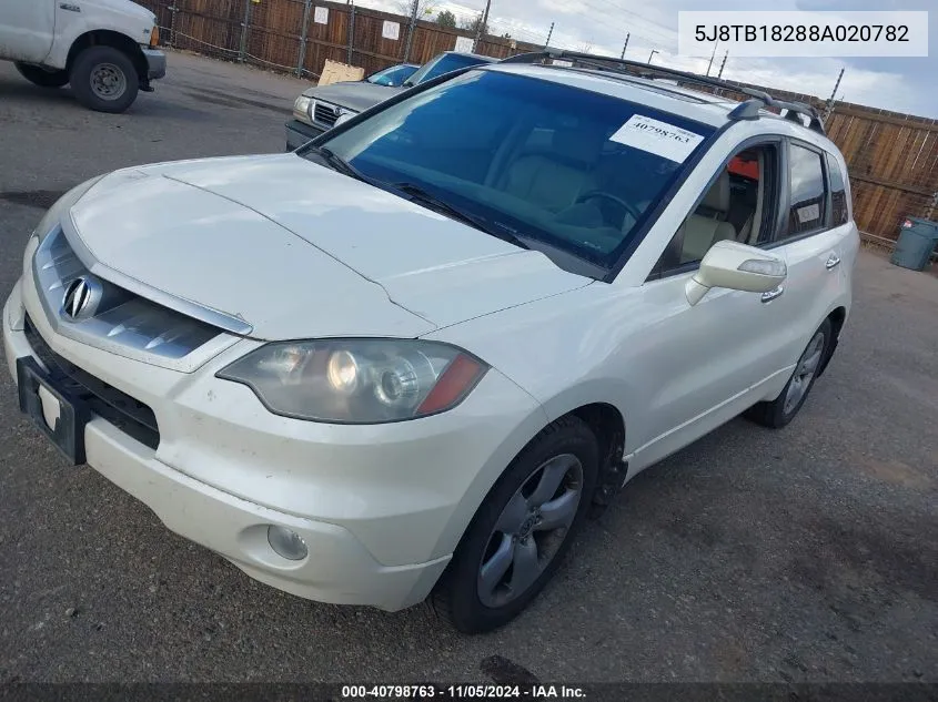 2008 Acura Rdx VIN: 5J8TB18288A020782 Lot: 40798763