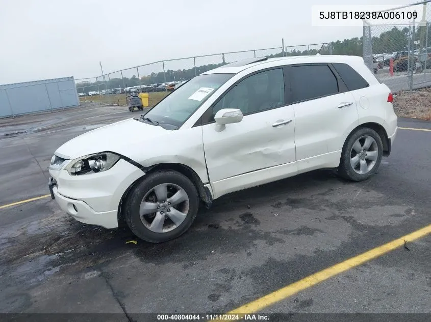 2008 Acura Rdx VIN: 5J8TB18238A006109 Lot: 40804044