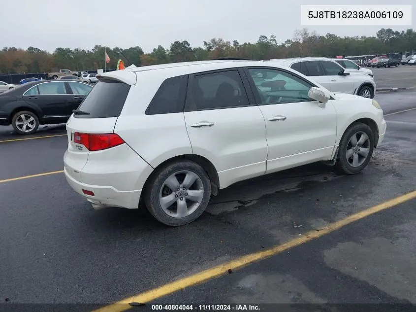 2008 Acura Rdx VIN: 5J8TB18238A006109 Lot: 40804044