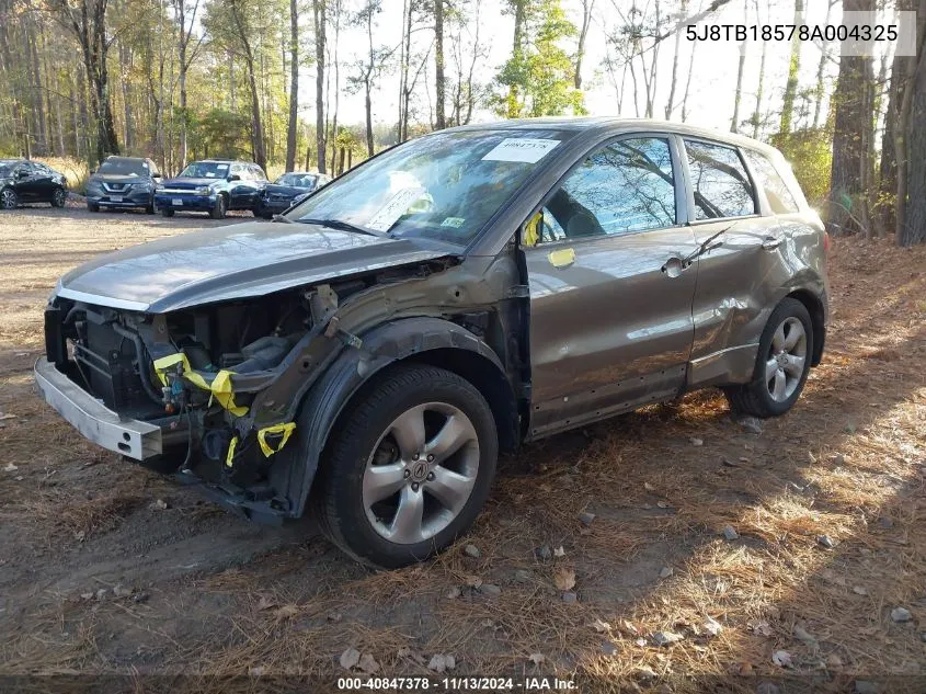 2008 Acura Rdx VIN: 5J8TB18578A004325 Lot: 40847378