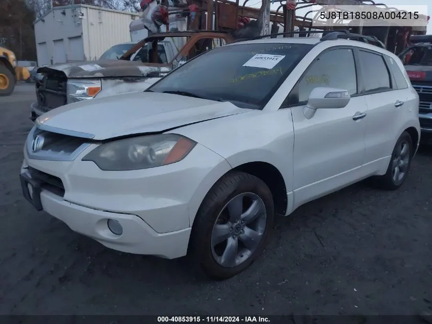 2008 Acura Rdx Tech Pkg VIN: 5J8TB18508A004215 Lot: 40853915