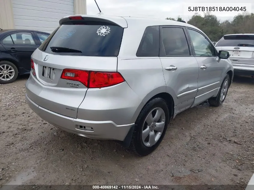 2008 Acura Rdx VIN: 5J8TB18518A004045 Lot: 40869142