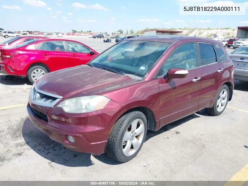 2009 Acura Rdx VIN: 5J8TB18229A000111 Lot: 40497106