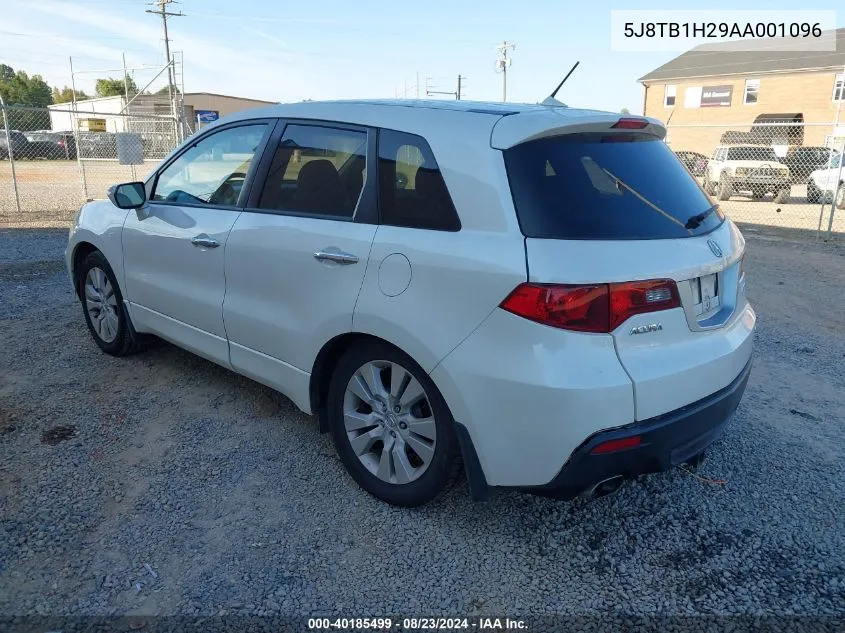 2010 Acura Rdx VIN: 5J8TB1H29AA001096 Lot: 40185499